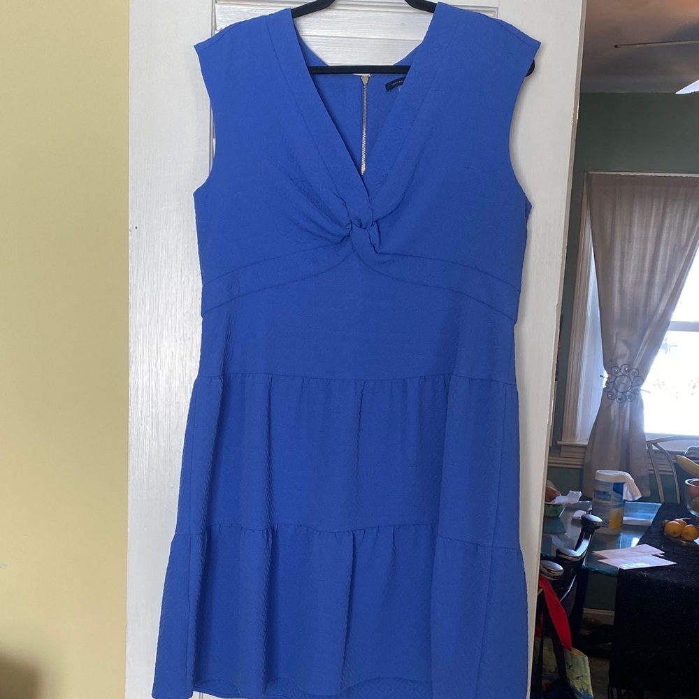 Tommy Hilfiger Textured Blue Dress with Gold Zipper